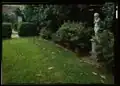 Garden view, looking cherub statue in the bowling alley of the Henry Foxhall House, Washington, DC 1999