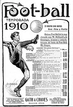 1910 advertisement of football products