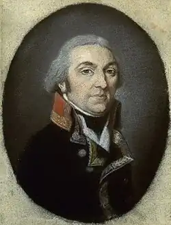 General Sahuc in dark blue uniform