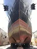 The bow of the TS General Rudder, with her 550-hp tunnel thruster