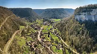 A general view of the village of Baume-les-Messieurs