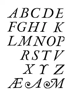 Italic capitals by Granjon with swash alternate characters