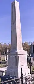 Gibson's grave monument at the Old Graveyard in Carlisle, Pennsylvania.