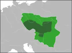 Image 6Sure and disputed borders of Great Moravia under Svatopluk I (according to modern historians) (from History of Slovakia)