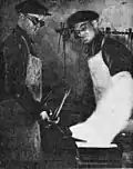 Photo noir et blanc d'une opération de fonderie