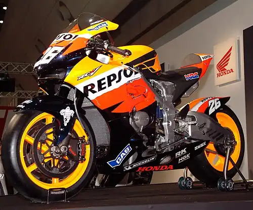 The Repsol Honda RC212V, ridden by Dani Pedrosa in the 2007 season on display.