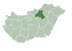 Location of Heves County in Hungary