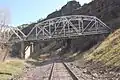 The north end of the Hardy Bridge passes over the BNSF Railway tracks.