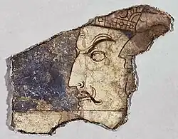 Heads of Demons, Kala-i Kahkaha I Palace, Bunjikat, Ustrushana, 8th–9th century CE.[3]