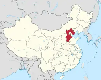 Location of Hebei in China