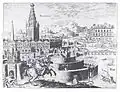 Hanging Gardens of Babylon, said to be the oldest-known imaginary reconstruction from historical descriptions[15]