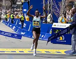Obri crossing the finishing line