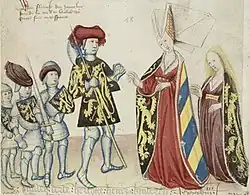 Adelaide with her husband and four children by Jan van Boendale