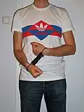 Hiatt "Ultimate" handcuffs on an individual (stacked position)