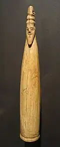 Hippopotamus tusk with carved head, 3800–3400 BCE, Naqada I–II