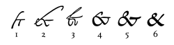 Evolution of the ampersand. Figures 1 to 6