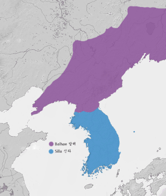 Silla (in blue) during North–South States Period