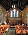 Inside the cemetery chapel