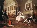 William Hogarth: Marriage à la Mode series - After the wedding, 1743