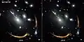 Hubble spots three images of a distant supernova