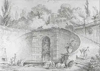 The Large Staircase (ca. 1761–65), 45 x 32.3&nbsp;cm., Pen and ink, wash, watercolor, and chalk, Museum of Fine Arts, Houston