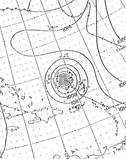 Weather map featuring Hurricane Dog, the strongest hurricane of the season