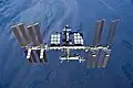 ISS seen from Discovery after undocking.
