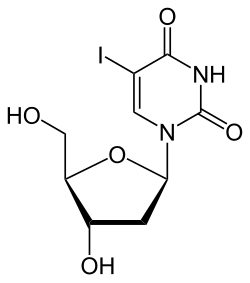 Idoxuridine an anti-herpesvirus antiviral drug, is a rare iodine-containing drug.[10]
