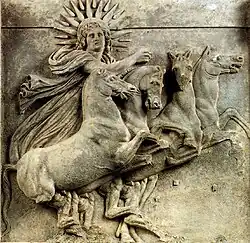 Helios in his chariot, early 4th&nbsp;century&nbsp;BC, Temple of Athena, Ilion