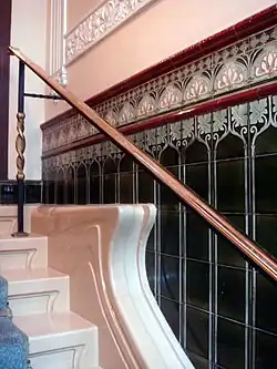Tiles in the hallway of Allée de la Robertsau no. 56 in Strasbourg, France, designed by Frantz Lütke and Heinrich Backes (1902)[220]