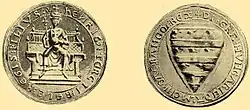 Emeric's seal depicting the "Árpád stripes"