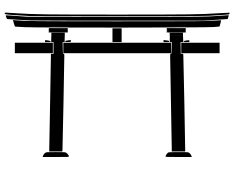 Daiwa or Inari torii – A myōjin torii with rings at the top of the pillars
