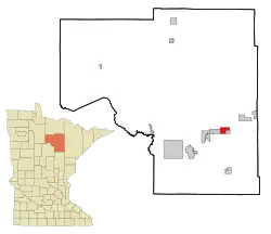 Location of the city of Marble within Itasca County, Minnesota