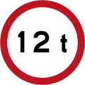 R23 No vehicles exceeding 12 tonnes