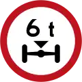 R24 No vehicles exceeding 6 tonnes per axle