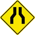 W3-1 Road narrows from both sides