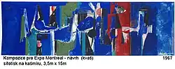 composition for Expo Montreal, silkscreen on cashmere, 3.5 × 15&nbsp;m, 1967