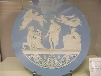 Apotheosis of Virgil; by John Flaxman; c.1776; jasperware; diameter: 41&nbsp;cm; Harris Museum, Preston, Lancashire, UK[95]