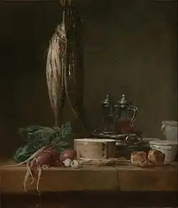 Still Life with Fish and Vegetables (1769), oil on canvas, 68.6 x 58.4&nbsp;cm., J. Paul Getty Museum