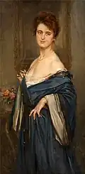 Elegant Lady in a Blue Dress, c. 1900