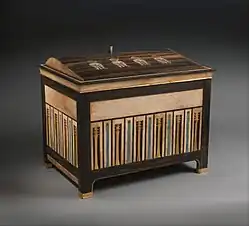 Jewelry chest of Sithathoryunet; 1887–1813 BC; ebony, ivory, gold, carnelian, blue faience and silver; height: 36.7&nbsp;cm; Metropolitan Museum of Art