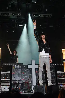 the duo Justice on stage