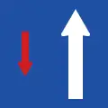 The traffic moving in the direction of the white arrow is given priority