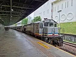 A KTM Class 25 train at Woodlands Train Checkpoint