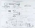 Drawing of carriage for Dutch 12&nbsp;cm rifled bronze breechloader on flat keel barge (uitlegger).
