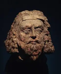 Human-sized realistic clay and pigment terracotta statuary from Khalchayan, 1st century BCE.[18]