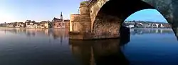 Panorama of Kitzingen with Old Bridge on the Main River