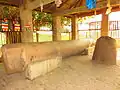 Nigali Sagar Pillar erected by King Ashoka to commemorate the birthplace of Koṇāgamana Buddha. Nigalihawa, Kapilvastu District, Nepal (inscription on the smaller fragment)