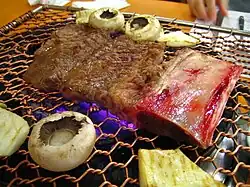 Galbi (grilled short ribs) is a famous dish in Suwon.