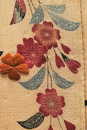 Dyed and embroidered chirimen